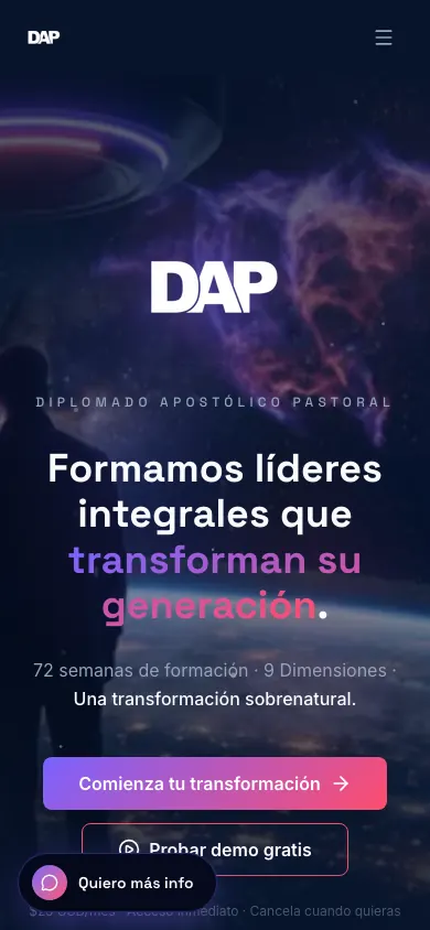 DAP · Diplomado Apostólico Pastoral — En móvil